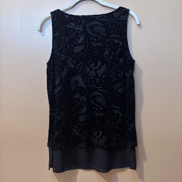 INC Velour Party Black Scoop Neck Burnout Layered Tank Top Size S - Picture 7 of 12
